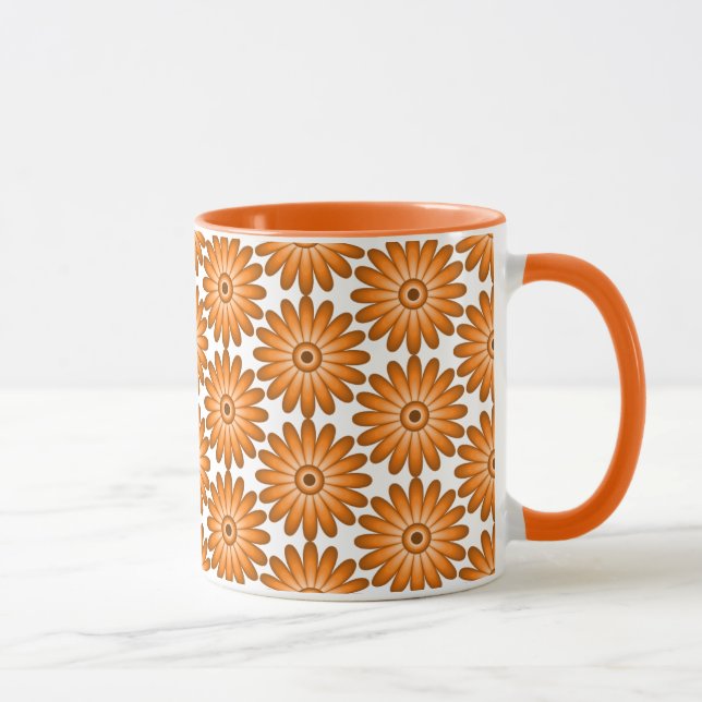 Orange daisies in 70s style mug (Right)
