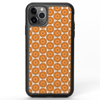 Orange daisies in 70s style OtterBox symmetry iPhone 11 pro max case