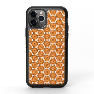 Orange daisies in 70s style OtterBox symmetry iPhone 11 pro case