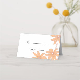 Orange Daisies on White Floral Wedding Place Card