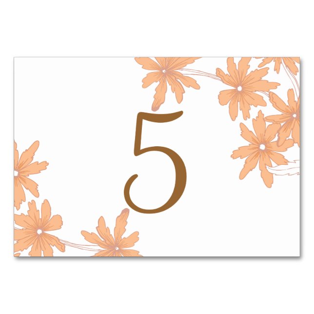 Orange Daisies on White Table Numbers (Front)