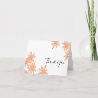 Orange Daisies on White Thank You Card