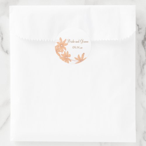 Orange Daisies Wedding Envelope Seals