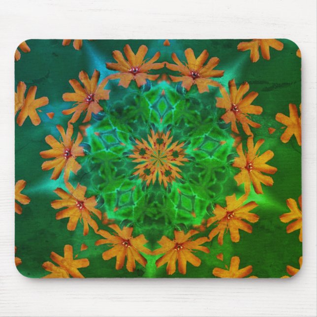 Orange Daisy Abstract Flower Art Mouse Pad (Front)
