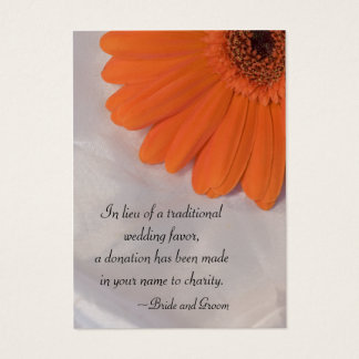 Orange Daisy and Satin Wedding Charity Favor Card