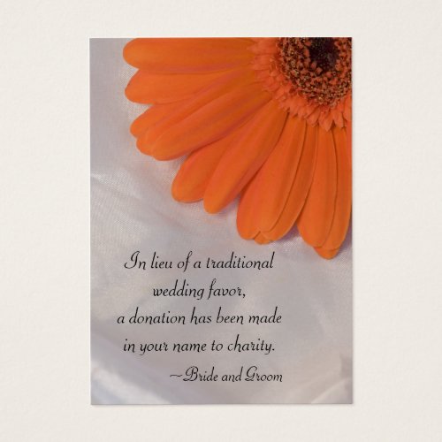 Orange Daisy and Satin Wedding Charity Favor Card Business Card