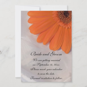 Orange Daisy and White Satin Wedding Save the Date
