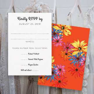 Orange Daisy Art RSVP With Entrées Enclosure Card