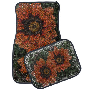 Orange Daisy Balls Car Mats
