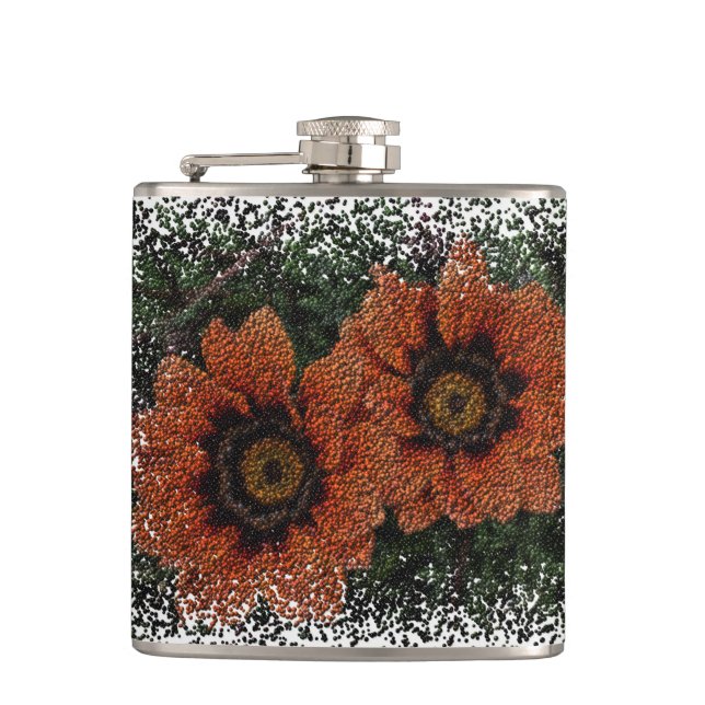 Orange Daisy Balls Hip Flask (Front)