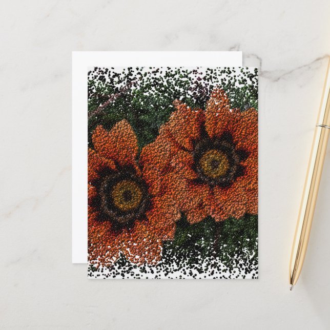 Orange Daisy Balls Paper Sheet (Front/Back In Situ)