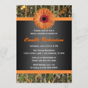 Orange Daisy Bridal Shower Invitation