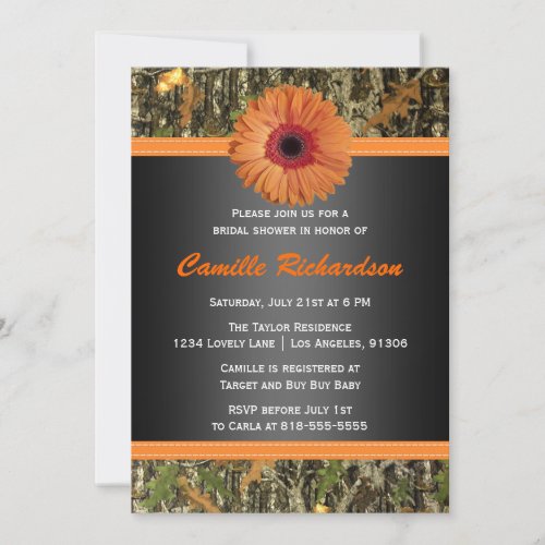 Orange Daisy Bridal Shower Invitation