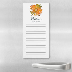 Orange Daisy Custom Grocery Shopping To-DO List Magnetic Notepad