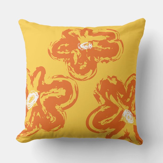 ORANGE DAISY DESIGN Retro Throw Pillow (Front)