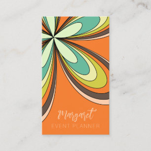 Orange Daisy Event Planner Groovy 70 Hippie Flower Business Card