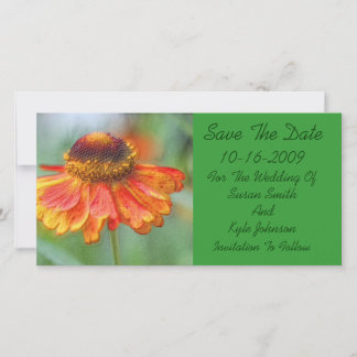 Orange Daisy Floral Wedding Save The Date