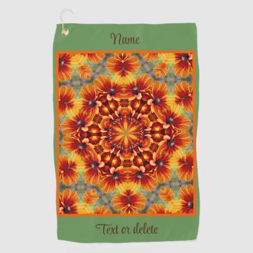 Orange Daisy Flower Abstract Personalized        Golf Towel
