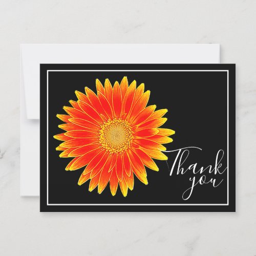 Orange Daisy Flower Black Background Thank You Postcard