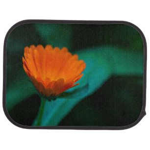 Orange daisy flower car floor mat