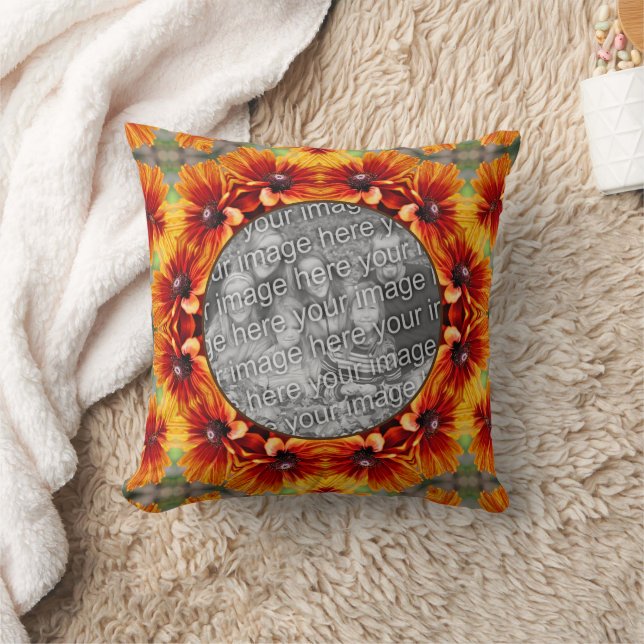 Orange Daisy Flower Create Your Own Photo     Throw Pillow (Blanket)