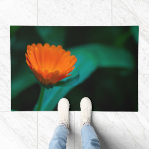 Orange daisy flower doormat
