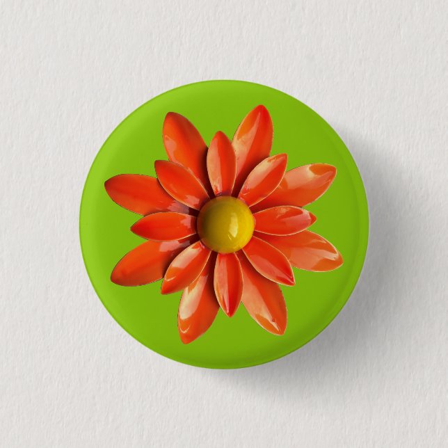 Orange Daisy Flower - Floral Summer Present Decor Button (Front)
