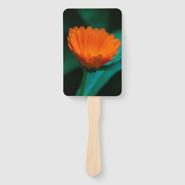 Orange daisy flower hand fan (Front)