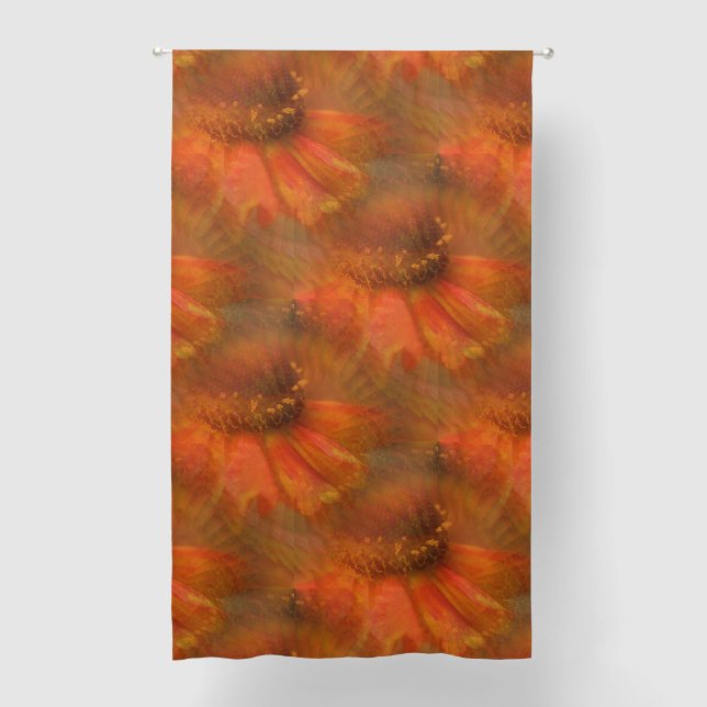 Orange Daisy Flower Nature Art Pattern  Blackout Curtains (Front)