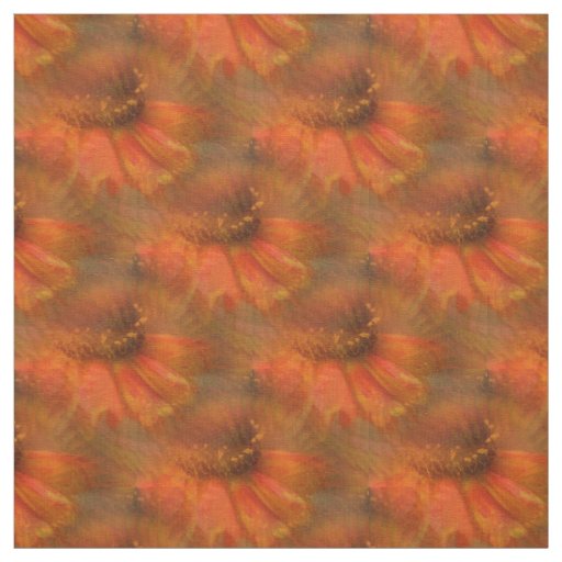 Orange Daisy Flower Nature Art Pattern Fabric