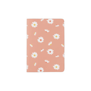 Orange Daisy Flower Pattern Passport Holder