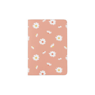 Orange Daisy Flower Pattern Passport Holder