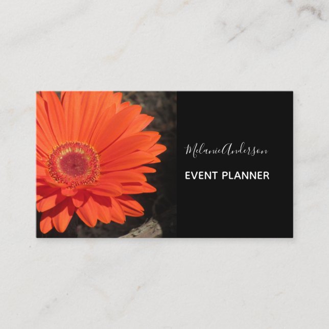 Orange Daisy Flower Photo  Business Card (Front)