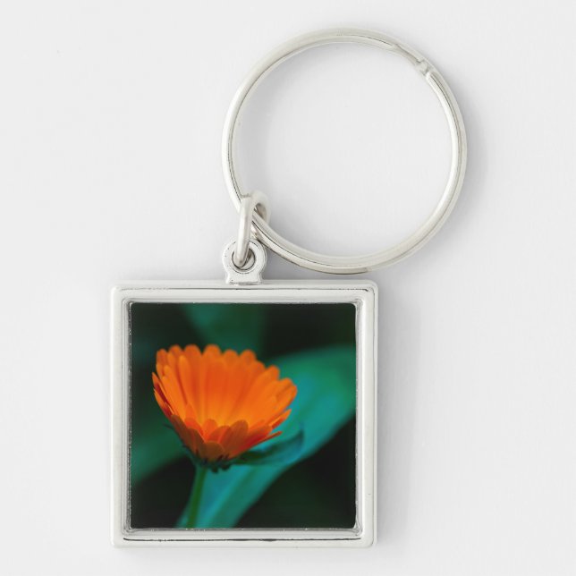 Orange Daisy Flower Photograph Keychain (Front)