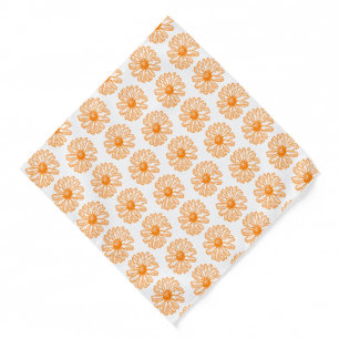Orange Daisy Flower Print, Vintage Floral Pattern Bandana