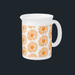 Orange Daisy Flower Print, Vintage Floral Pattern Beverage Pitcher<br><div class="desc">Have an outrageous day with this lovely orange day flower print.</div>