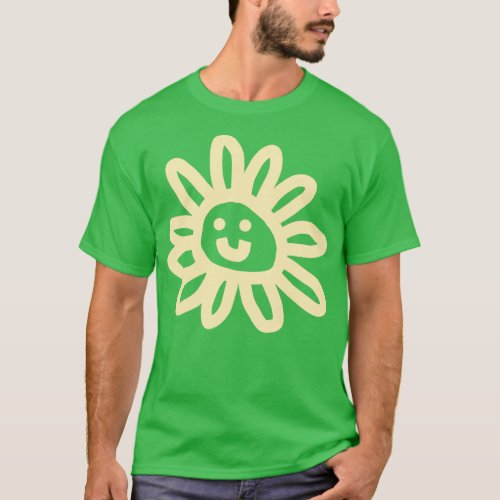 Orange Daisy Flower Smiley Face T_Shirt