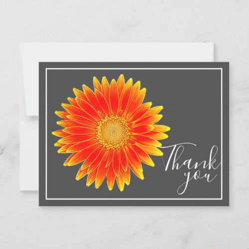 Orange Daisy Flower With Gray Backdrop Thank You Postcard