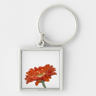 Orange Daisy Gerbera Flower Keychain