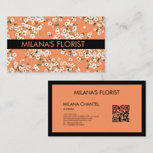 Orange Daisy Modern Trendy Flower Florist Business Card