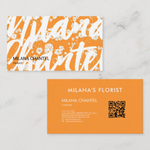 Orange Daisy Modern Trendy Flower Florist Business Card