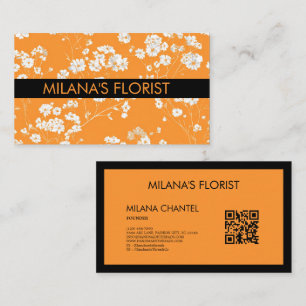 Orange Daisy Modern Trendy Flower Florist Business Card