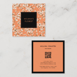 Orange Daisy Modern Trendy Flower Florist Square Business Card