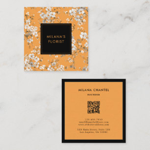 Orange Daisy Modern Trendy Flower Florist Square Business Card