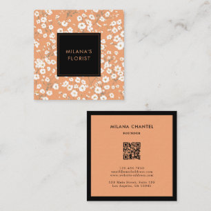 Orange Daisy Modern Trendy Flower Florist Square Business Card