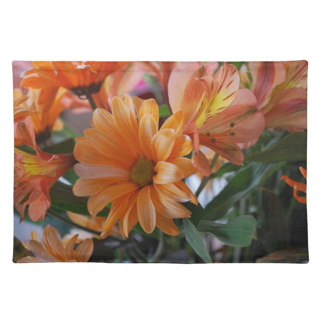 Orange Daisy Mum Flower Placemat (Front)