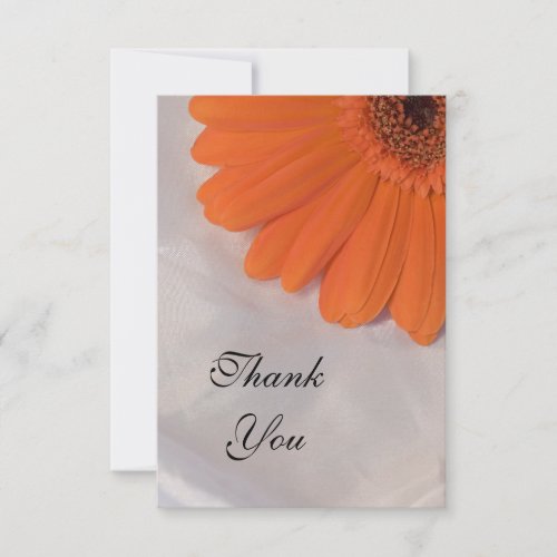 Orange Daisy on Satin Thank You Notes - Flat Announcements