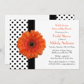 Orange Daisy Polka Dot Bridal Shower Invitation (Front/Back)