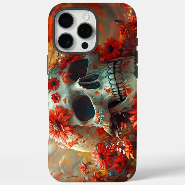 Orange Daisy Skull Case-Mate iPhone Case (Back)