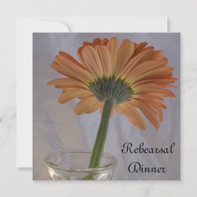 Orange Daisy Wedding Rehearsal Dinner Invitation (Front)